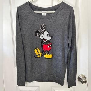 Disney Sequence Mickey Mouse Women’s Lightweight Sweater Pullover Gray Size M